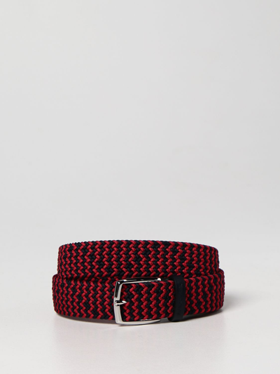 Shop Paul & Shark Belt In Woven Cotton Blend In Red