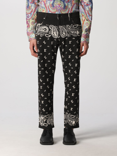 Shop Etro Denim Jeans With Paisley Print In Black