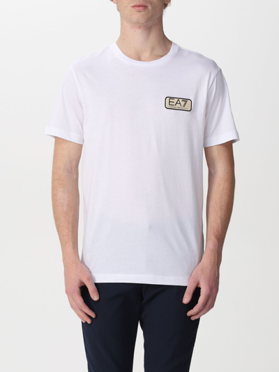Shop Ea7 Gold Label  T-shirt In Cotton In White