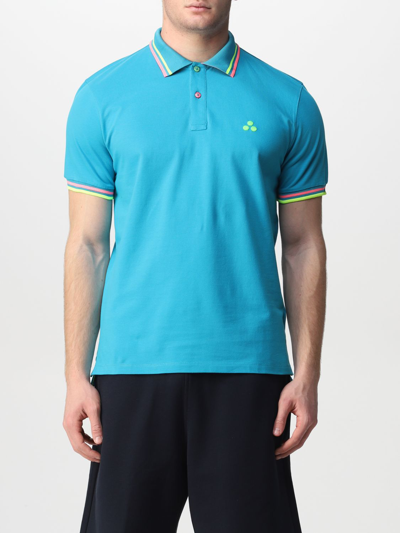 Shop Peuterey Polo Shirt  Men Color Turquoise