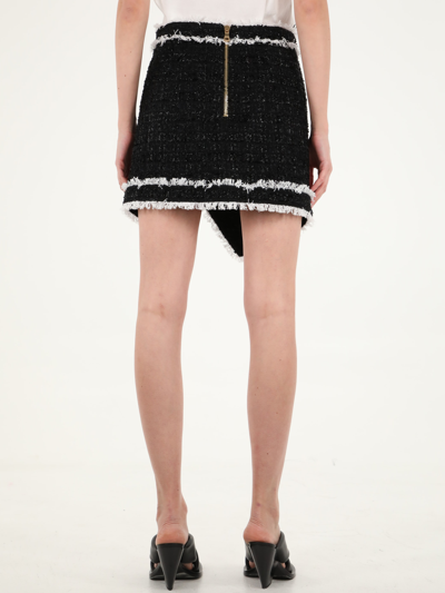 Shop Balmain Tweed Miniskirt In Black