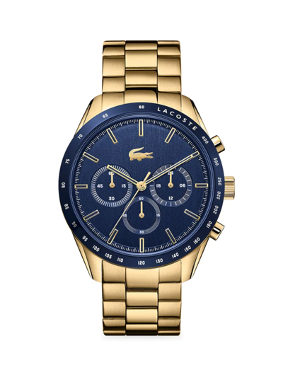 Shop Lacoste Men's Boston Gold Plated Chronograph Bracelet Watch In Blue