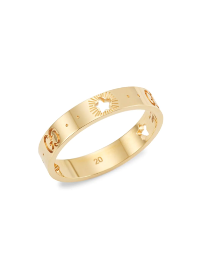 Shop Gucci Men's 18k Yellow Gold Icon Ring With Star Detail