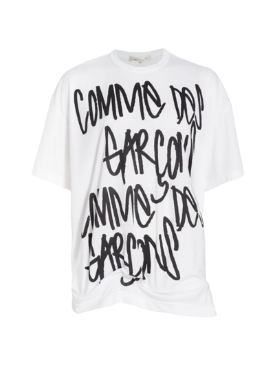Shop Comme Des Garçons Graphic T-shirt In White Black
