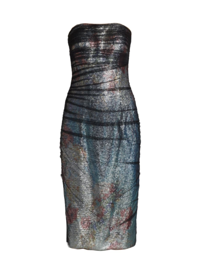 Shop Rene Ruiz Collection Women's Sequined Tulle Cocktail Dress In Floral Multi