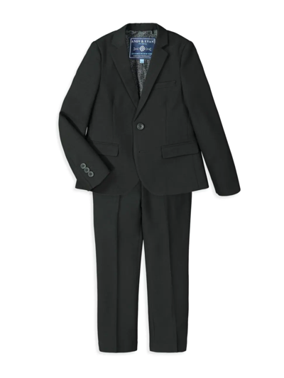 Shop Andy & Evan Boy's 2-piece Twill Suit Set In Black