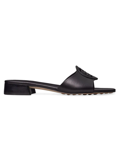 Shop Tory Burch Women's Bombé Miller Leather Slide Sandals In Perfect Black