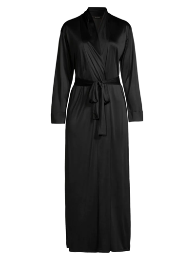 Shop Natori Women's Enchant Long Satin Robe In Black