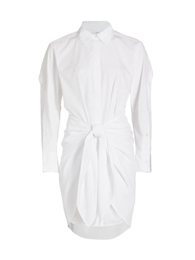 Shop Derek Lam 10 Crosby Women's Charlotte Tie-waist Shirt Dress In White