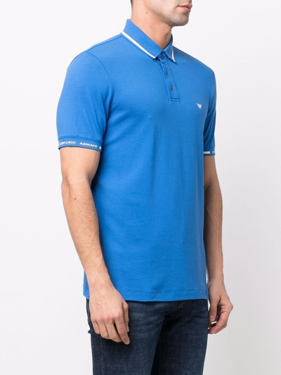 Shop Emporio Armani Chest Logo-print Polo Shirt In Blau