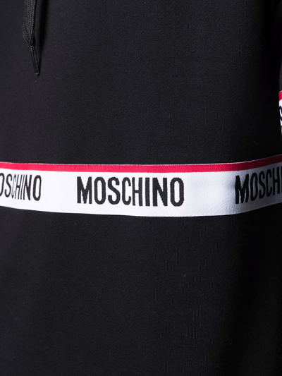 Shop Moschino Logo-tape Drawstring Hoodie In Schwarz