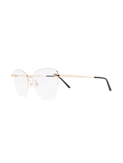Shop Cartier Round-frame Rimless Glasses In Gold
