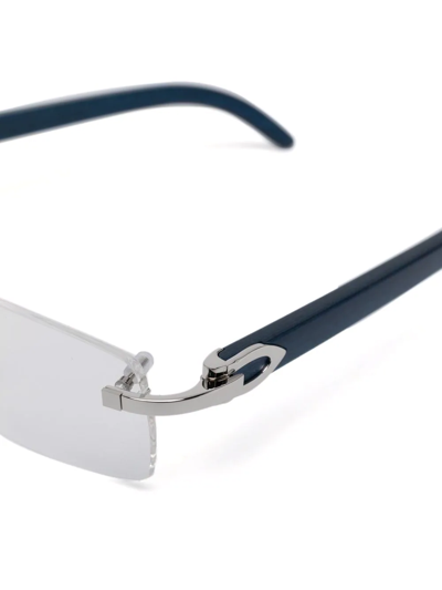 Shop Cartier Rimless Square-frame Glasses In Blau