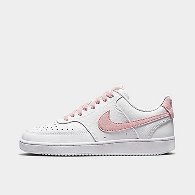 Shop Nike Women's Court Vision Low Casual Shoes In White/pink Oxford