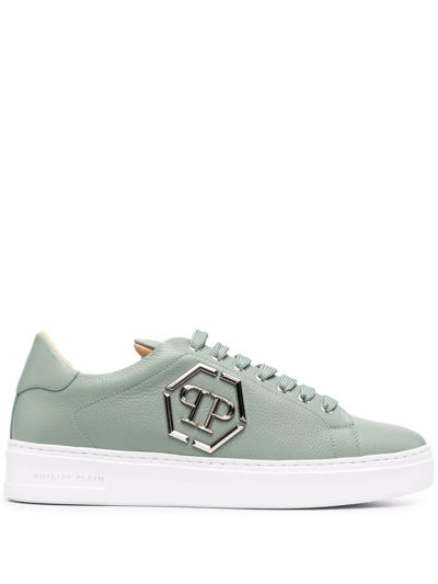 Philipp Plein Hexagon Low-top Leather Sneakers In Green