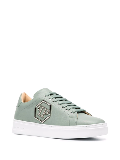 Philipp Plein Hexagon Low-top Leather Sneakers In Green