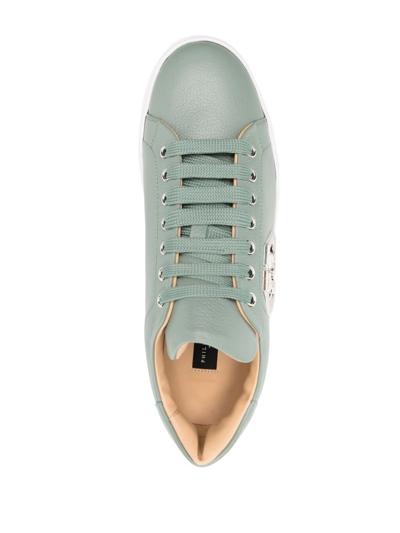 Philipp Plein Hexagon Low-top Leather Sneakers In Green
