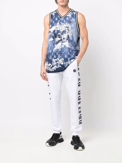 Shop Philipp Plein Baroque Basketball Tank Top In Blau