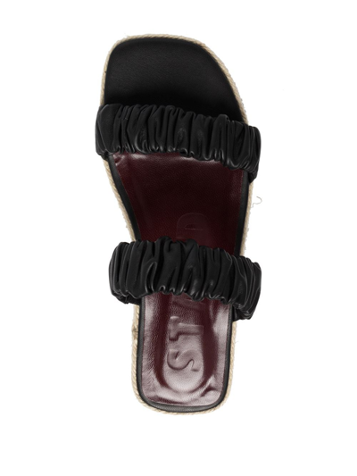 Shop Staud Maya Open-toe Leather Slides In Black