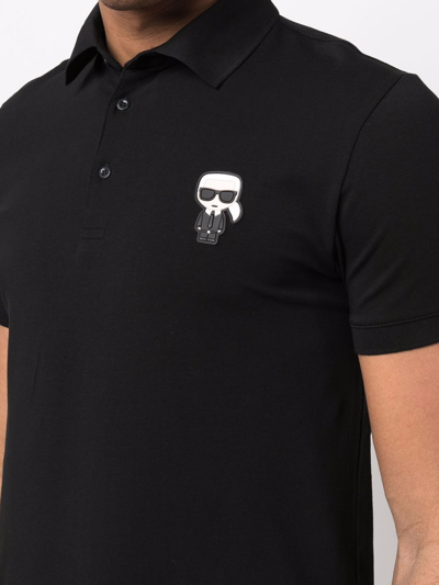Shop Karl Lagerfeld Logo-patch Polo Shirt In Schwarz