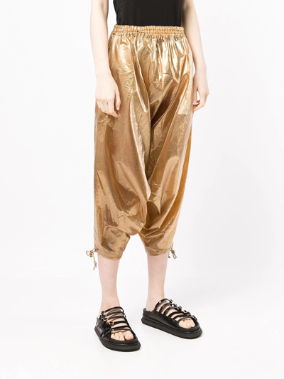 Junya Watanabe Cropped Drop-crotch Trousers In Gold