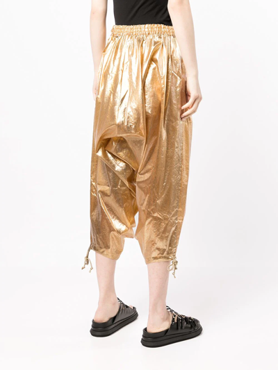 Junya Watanabe Cropped Drop-crotch Trousers In Gold