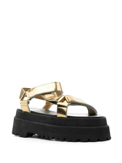 Shop Junya Watanabe Touch-strap Platform Sandals In Gold