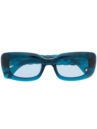 Shop Lanvin Tinted Rectangle-frame Sunglasses In Blue