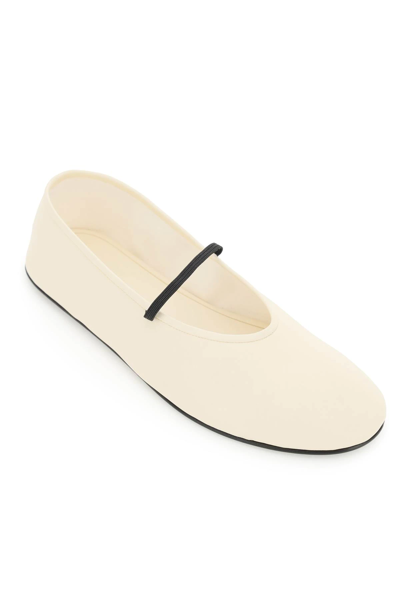 Shop The Row Nappa Leather Ballet Slippers In White