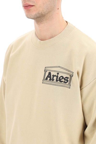 Shop Aries Premium Temple Sweatshirt In Beige