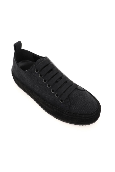 Shop Ann Demeulemeester Canvas Gert Low-top Sneakers In Grey,black