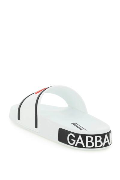 Shop Dolce & Gabbana 'i Love Dg' Rubber Slides In White,black
