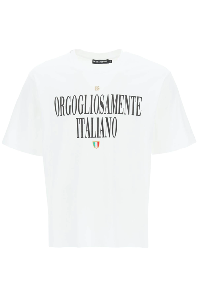 Shop Dolce & Gabbana T-shirt With Dg Logo And Print In White