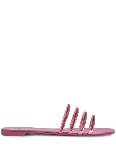 Shop Giuseppe Zanotti Iride Crystal-embellished Slides In Pink