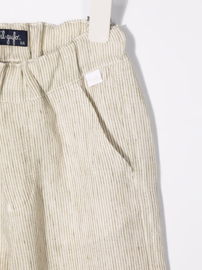 Shop Il Gufo Elasticated Linen Trousers In Neutrals