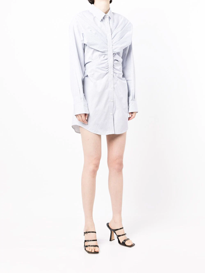 Shop Alexander Wang Ruched Hourglass Check-pattern Shirtdress In Blue