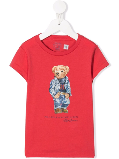 Shop Ralph Lauren Polo Bear Cotton T-shirt In Red