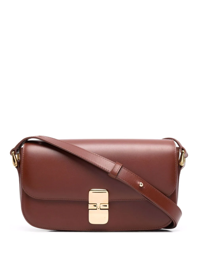 Shop Apc Grace Foldover Crossbody Bag In Brown