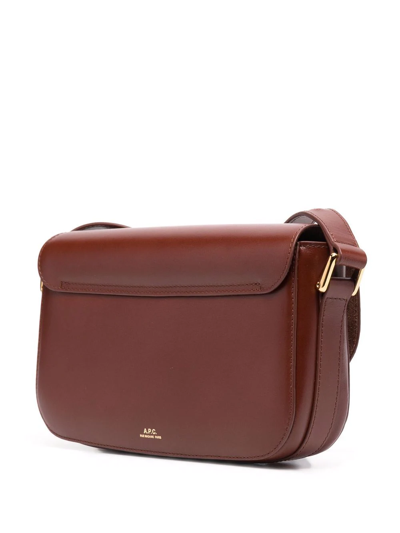 Apc A.p.c. Brown Leather Grace Shoulder Bag In Brown