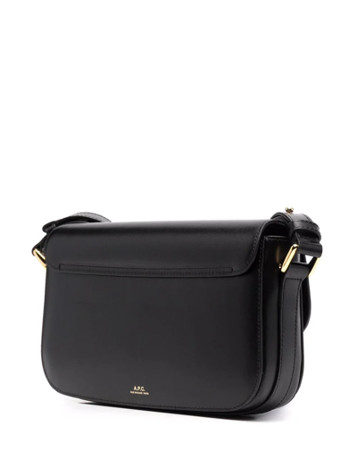 Apc Leather Shoulder Bag With Frontal Logo In Black