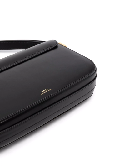 Apc Leather Shoulder Bag With Frontal Logo In Black