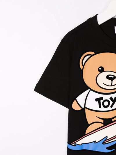 Shop Moschino Surfing Teddy Logo T-shirt In Black