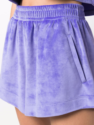Shop Styland High-waisted Velvet Shorts In Purple