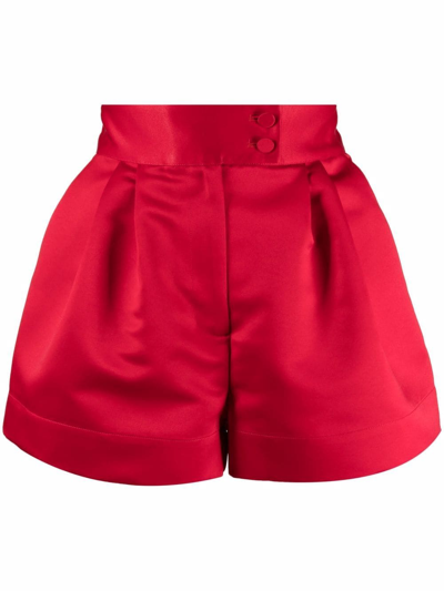 Styland High-waisted Satin Shorts In Red