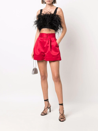 Shop Styland High-waisted Satin Shorts In Red