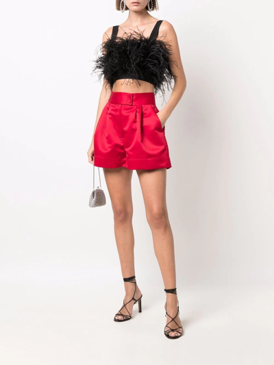Styland High-waisted Satin Shorts In Red