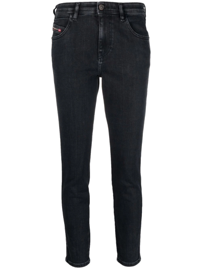 Shop Diesel Babhila Mid-rise Skinny Jeans In Black