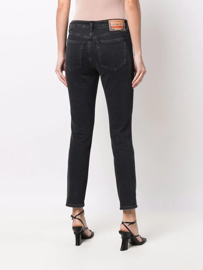 Shop Diesel Babhila Mid-rise Skinny Jeans In Black