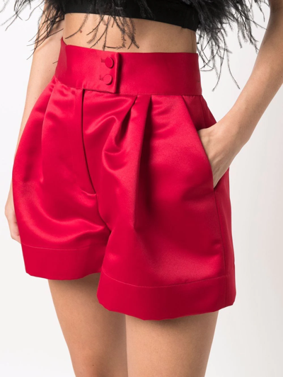 Styland High-waisted Satin Shorts In Red