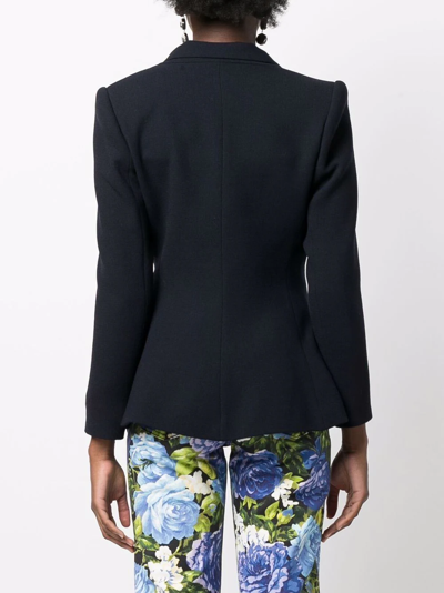 Shop Styland Double-breasted Wool Peplum Jacket In Blue